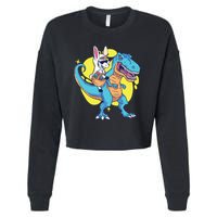 Unicorn Riding Trex Easter Cropped Pullover Crew