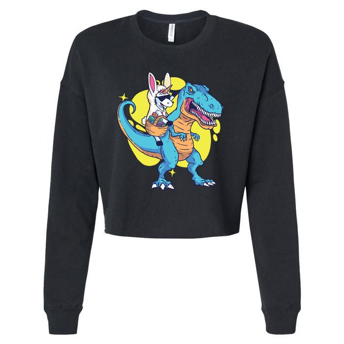 Unicorn Riding Trex Easter Cropped Pullover Crew