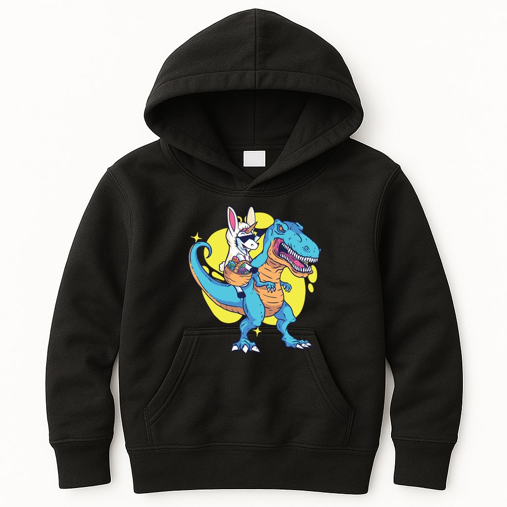 Unicorn Riding Trex Easter Kids Hoodie