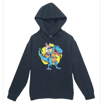 Unicorn Riding Trex Easter Urban Pullover Hoodie