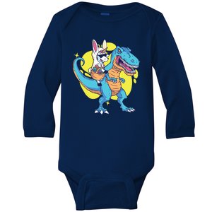 Unicorn Riding Trex Easter Baby Long Sleeve Bodysuit