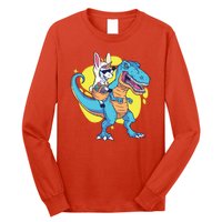 Unicorn Riding Trex Easter Long Sleeve Shirt