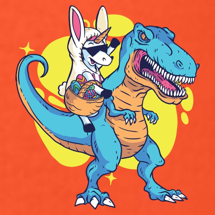 Unicorn Riding Trex Easter Long Sleeve Shirt