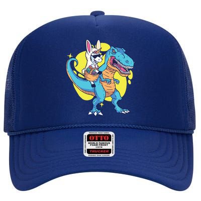 Unicorn Riding Trex Easter High Crown Mesh Back Trucker Hat