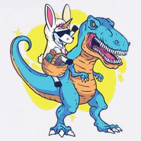 Unicorn Riding Trex Easter Garment-Dyed Sweatshirt