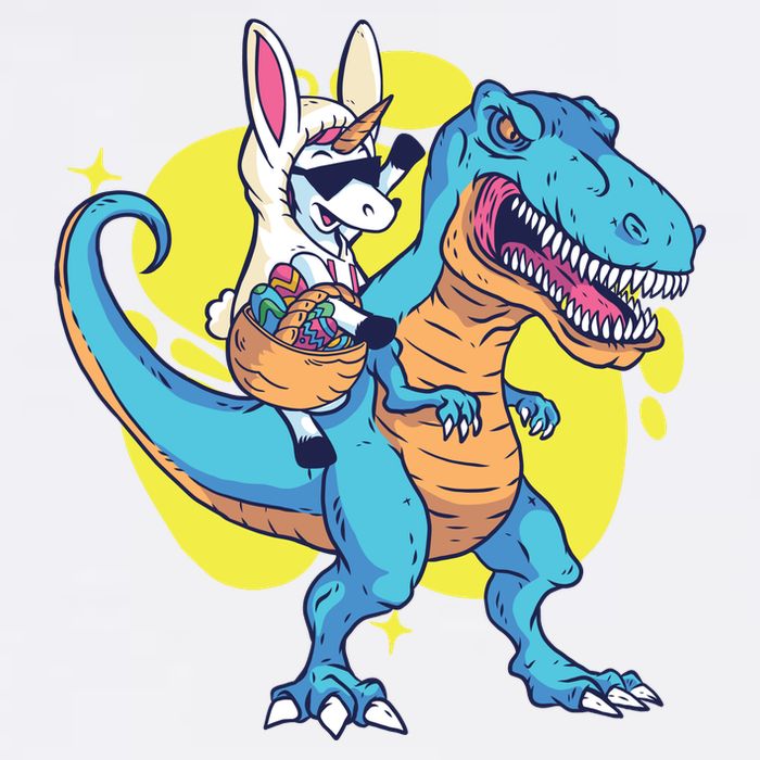 Unicorn Riding Trex Easter Garment-Dyed Sweatshirt