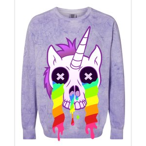 Unicorn Skull Rainbow Colorblast Crewneck Sweatshirt