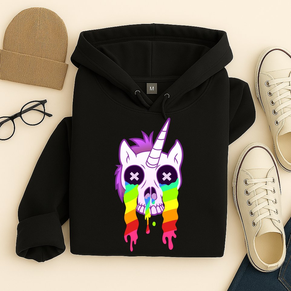 Unicorn Skull Rainbow Hoodie