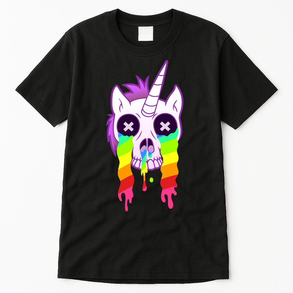 Unicorn Skull Rainbow Tall T-Shirt
