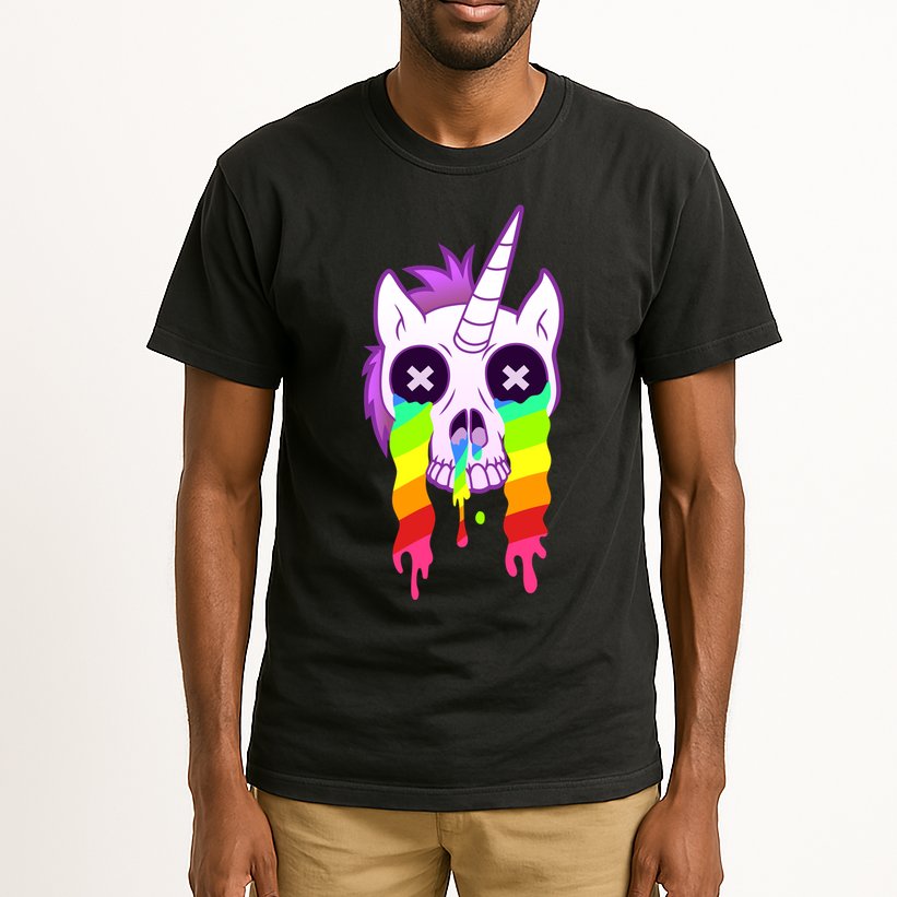 Unicorn Skull Rainbow Tall T-Shirt