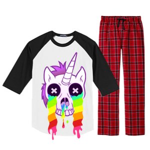 Unicorn Skull Rainbow Raglan Sleeve Pajama Set