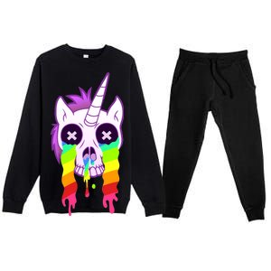 Unicorn Skull Rainbow Premium Crewneck Sweatsuit Set