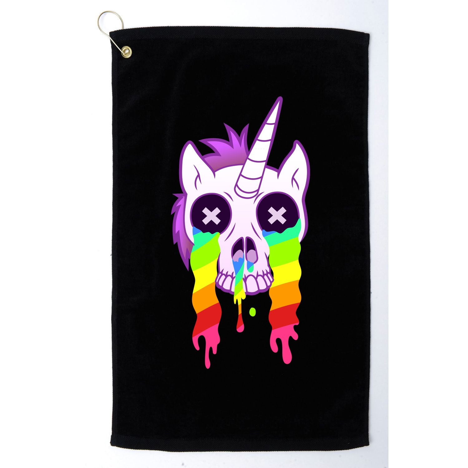Unicorn Skull Rainbow Golf Towel