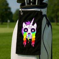 Unicorn Skull Rainbow Golf Towel