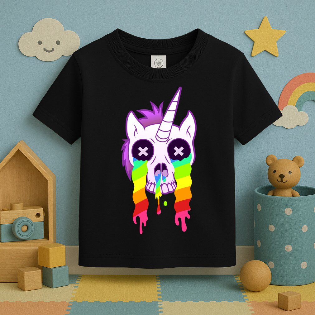 Unicorn Skull Rainbow Toddler T-Shirt