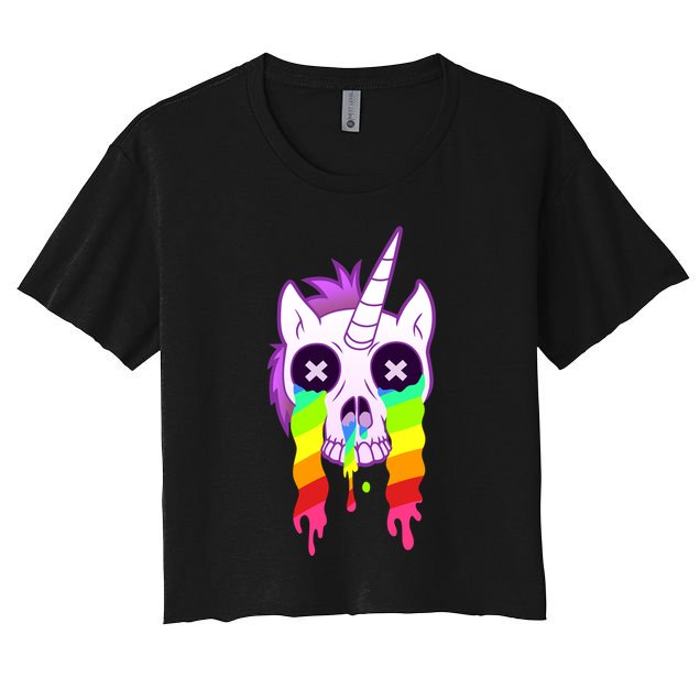 Unicorn Skull Rainbow Crop Top