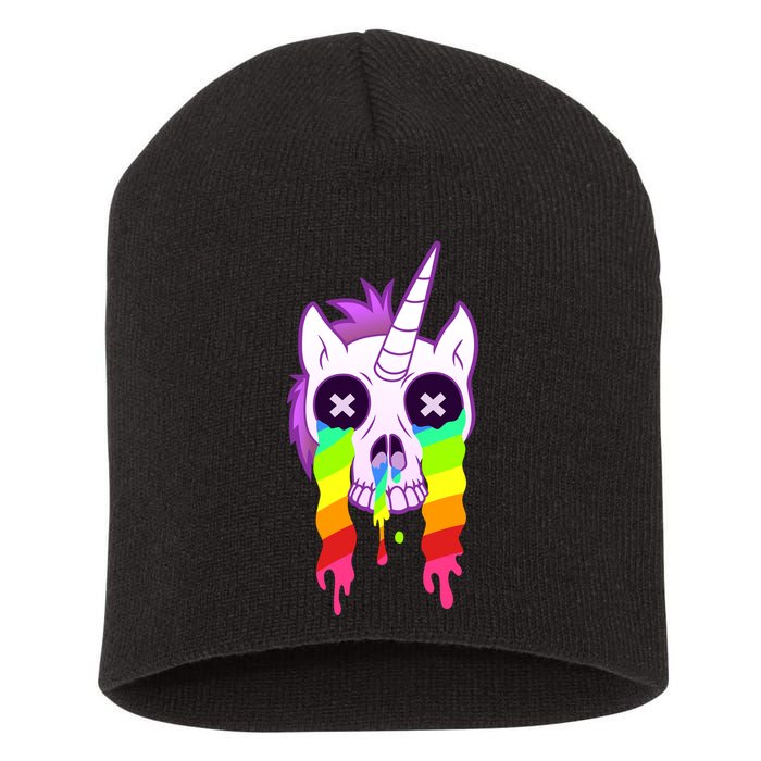 Unicorn Skull Rainbow Short Acrylic Beanie