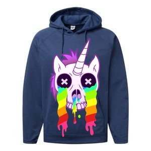 Unicorn Skull Rainbow Performance Fleece Hoodie