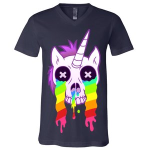 Unicorn Skull Rainbow V-Neck T-Shirt