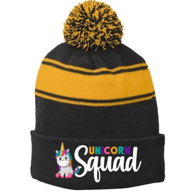 Unicorn Squad  Stripe Pom Pom Beanie