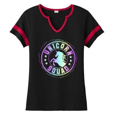 Unicorn Squad Holographic Ladies Halftime Notch Neck Tee