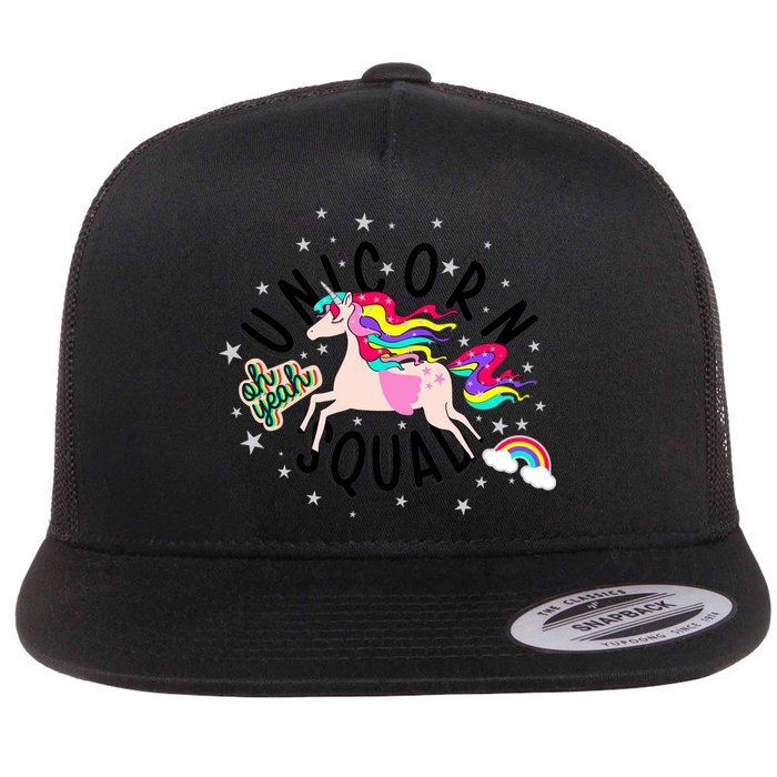 Unicorn Squad Oh Yeah Flat Bill Trucker Hat