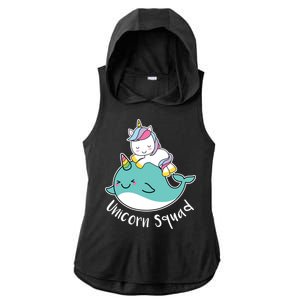 Unicorn Squad Whale Ladies PosiCharge Tri-Blend Wicking Draft Hoodie Tank