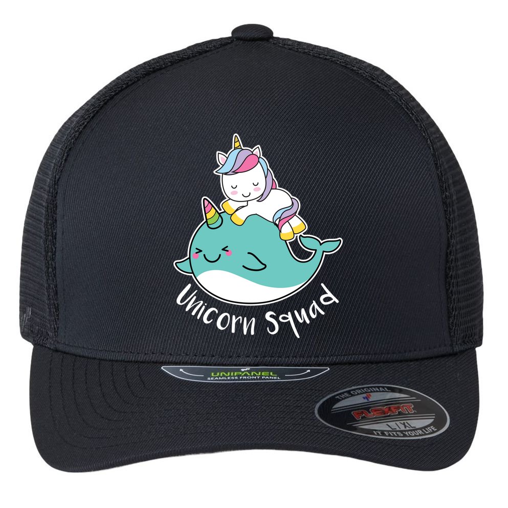 Unicorn Squad Whale Flexfit Unipanel Trucker Cap