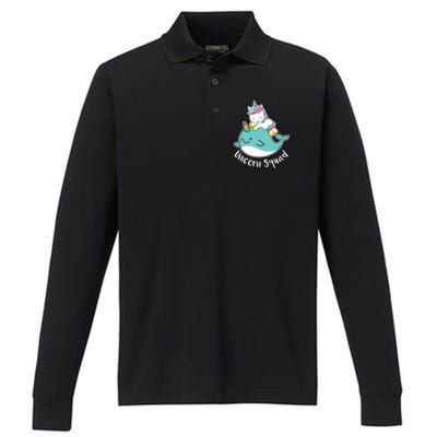 Unicorn Squad Whale Performance Long Sleeve Polo