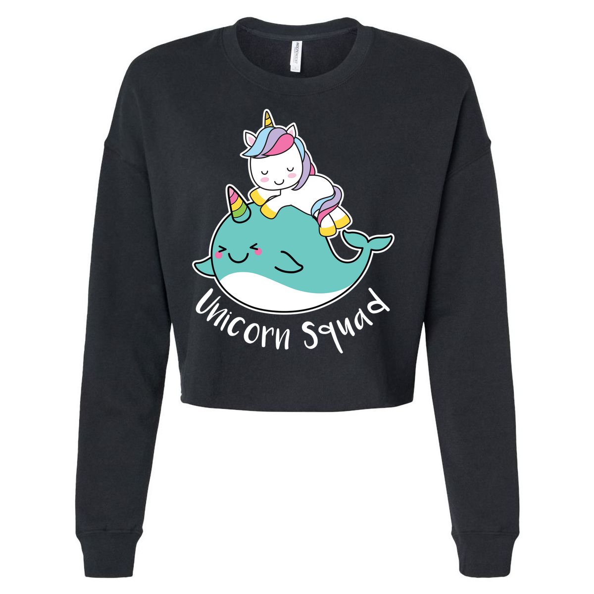 Unicorn Squad Whale Cropped Pullover Crew