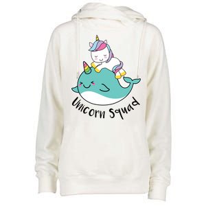 Unicorn Squad Whale Womens Funnel Neck Pullover Hood