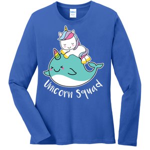 Unicorn Squad Whale Ladies Long Sleeve Shirt