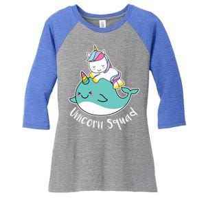 Unicorn Squad Whale Women's Tri-Blend 3/4-Sleeve Raglan Shirt