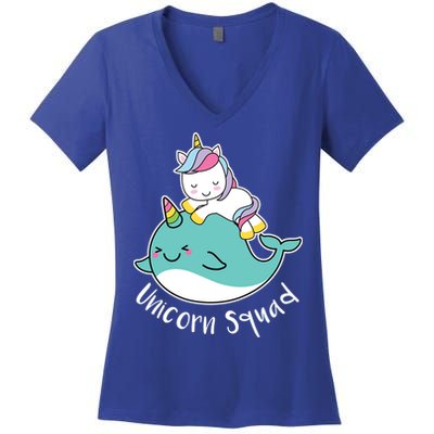 Unicorn Squad Whale Women's V-Neck T-Shirt