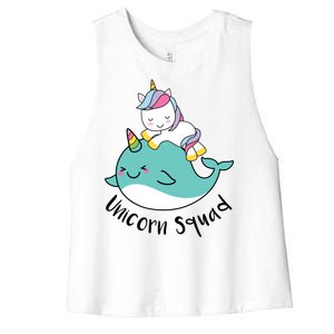 Unicorn Squad Whale Women's Racerback Cropped Tank