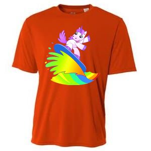 Unicorn Surfing On the Rainbow Cooling Performance Crew T-Shirt