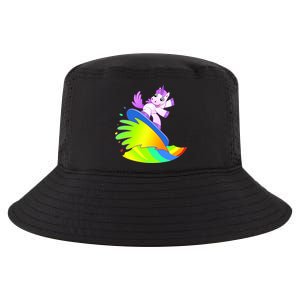 Unicorn Surfing On the Rainbow Cool Comfort Performance Bucket Hat