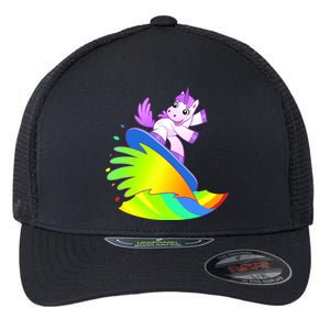 Unicorn Surfing On the Rainbow Flexfit Unipanel Trucker Cap