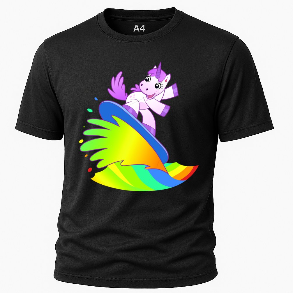 Unicorn Surfing On the Rainbow Performance Shirt