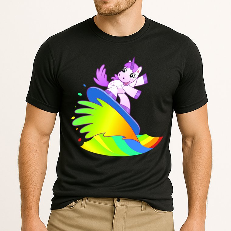 Unicorn Surfing On the Rainbow Performance Shirt