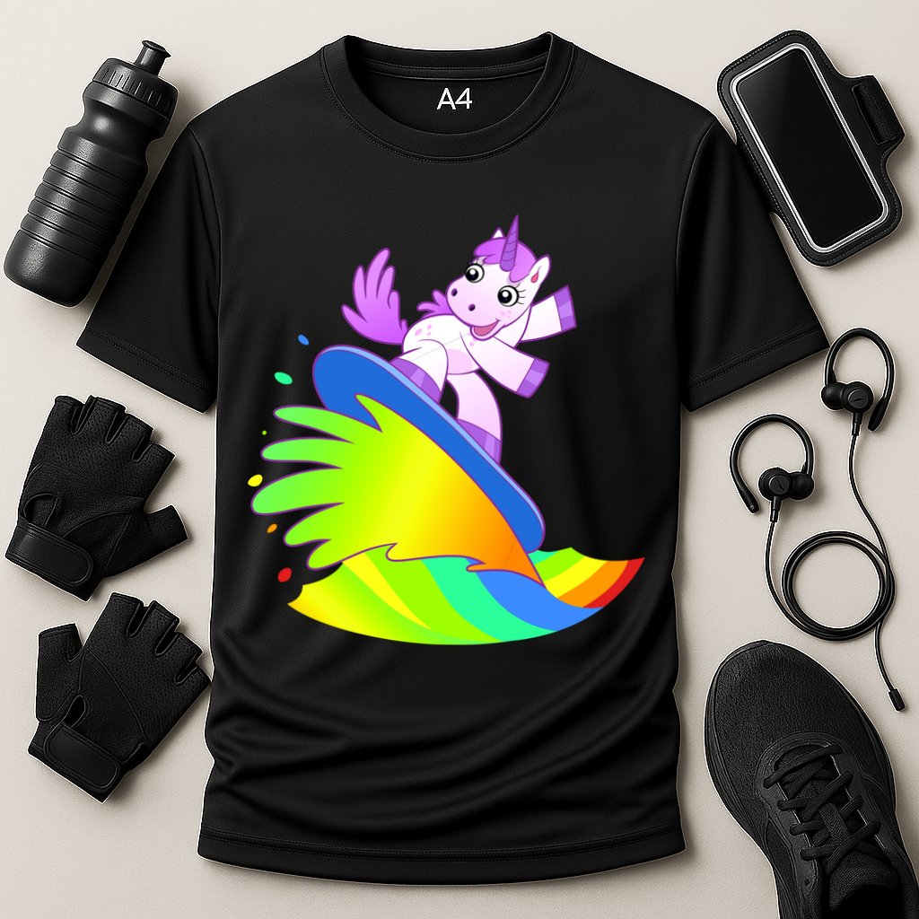 Unicorn Surfing On the Rainbow Performance Shirt