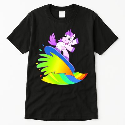Unicorn Surfing On the Rainbow Tall T-Shirt