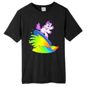 Unicorn Surfing On the Rainbow Tall Fusion ChromaSoft Performance T-Shirt