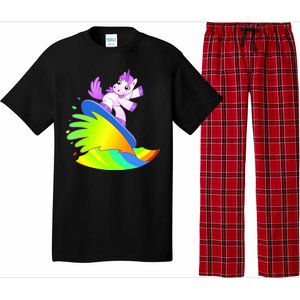 Unicorn Surfing On the Rainbow Pajama Set