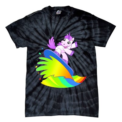 Unicorn Surfing On the Rainbow Tie-Dye T-Shirt