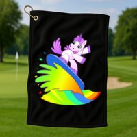Unicorn Surfing On the Rainbow Golf Towel
