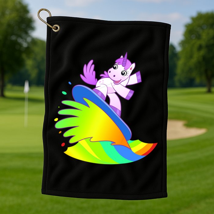 Unicorn Surfing On the Rainbow Golf Towel