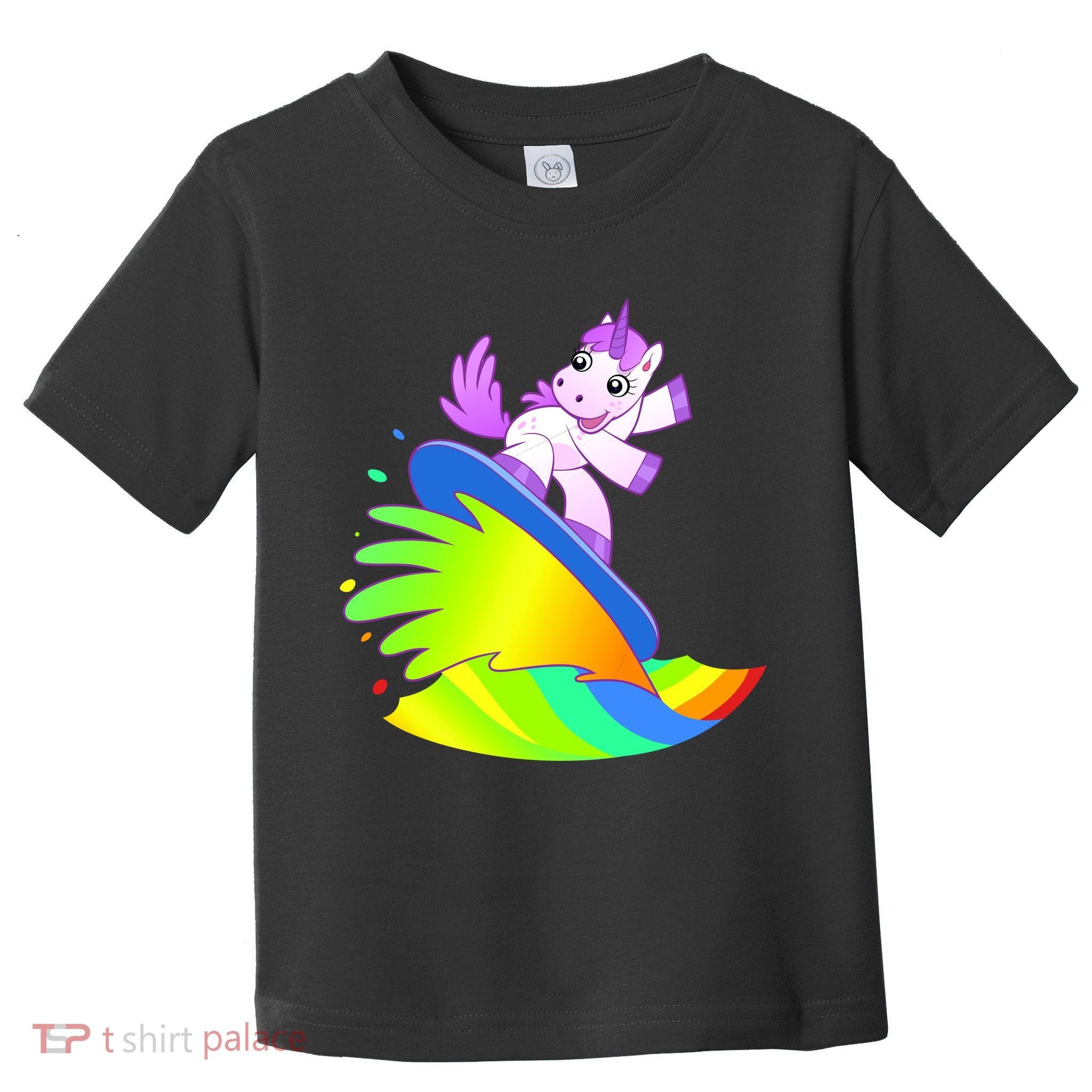 Unicorn Surfing On the Rainbow Toddler T-Shirt