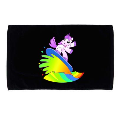 Unicorn Surfing On the Rainbow Microfiber Hand Towel