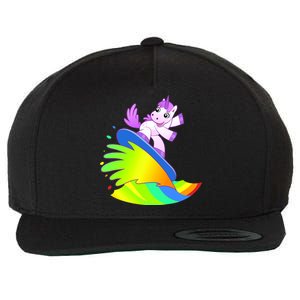 Unicorn Surfing On the Rainbow Wool Snapback Cap